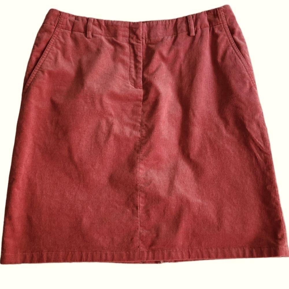 Brooks Brothers Skirt Corduroy Cotton Stretch Short Mini Red Pink Coral 10 Large